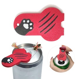 CTabPals New Improved Soda Can Opener Can Cover for Soda Easy Tab Opener and Drink Protector Cute Beverage Barricade for Coke Shields from Bugs,Bees,Flies,Dust at Party,BBQ, Beach(Cat Paw Red)
