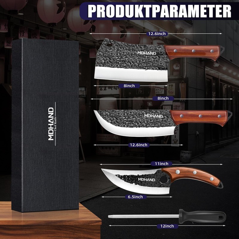 MDHAND Butcher Knife Set, 8PCS Butcher Cleaver Knife Set for