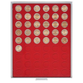 LINDNER Das Original Standard Coin Box with 54 Round Recesses for Coins with Diameter 25.75 mm, e.g. for 2 Euro Coins