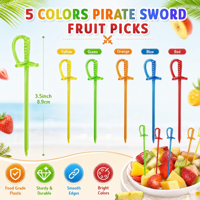 Wowagoga 3.35 Inch Plastic Sword Picks Food Toothpicks Fruit Fork