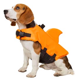 GabeFish Shark Life Jackets for Dogs, Blue, Orange, Swimwear for Cats Orange Medium