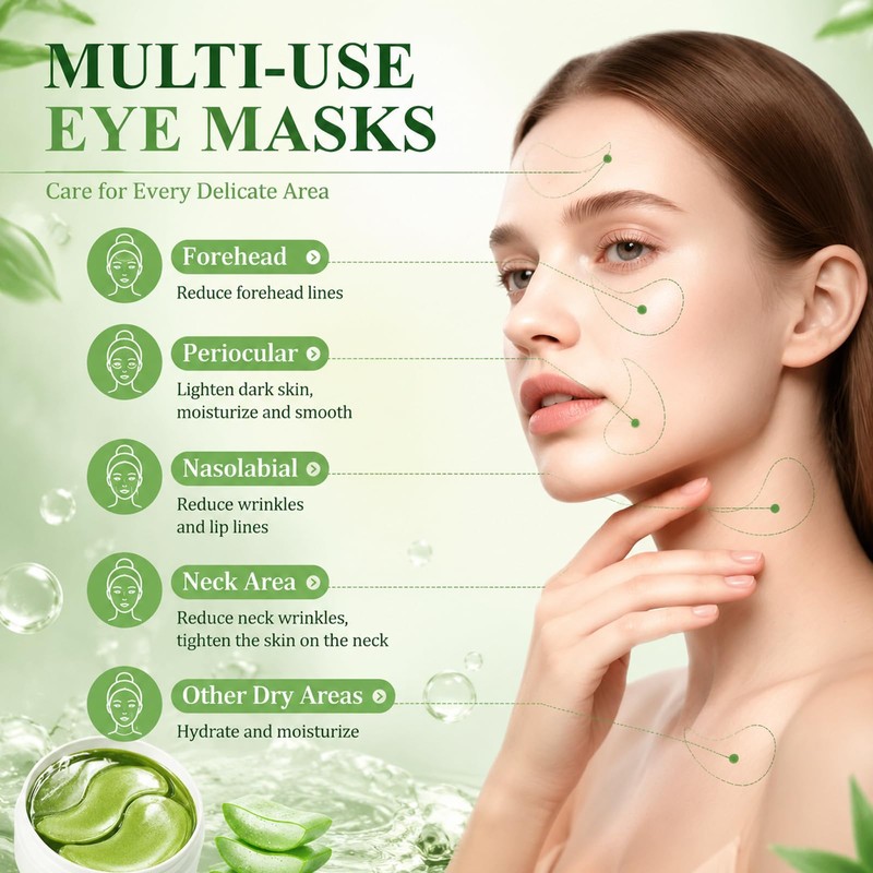 60PCS Under Eye Patches for Dark Circles, Aloe Vera Eye