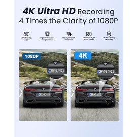 COOLCRAZY 4K Dash Cam Front, Built-in WiFi GPS, Dash Camera for Cars, 3.2" IPS Screen Dashcam with App Control, Free 32G Card, 170°Wide Angle, 24H Parking Mode, WDR, Night Vision, G-Sensor