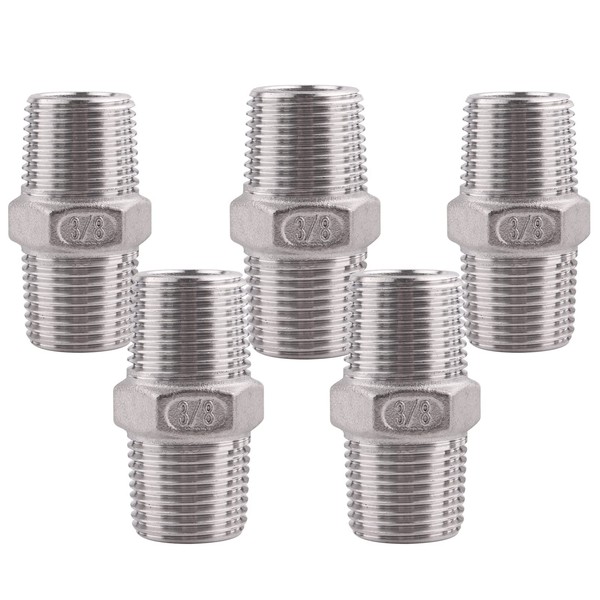 Hex Nipple 3/8 Inch Male NPT - DERPIPE Stainless Steel