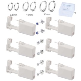 Yokimico Pack of 6 Ear Piercing Gun, Disposable Ear Piercing Gun with Ear Studs, Sterile Disposable Ear and Nose Piercing Gun for Girls, Women and Men, Plastic, metal