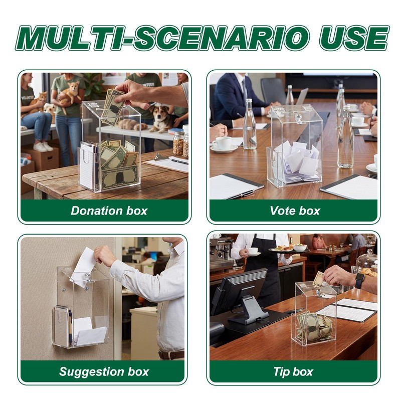 Juexica Acrylic Suggestion Box with Lock Clear Donation Box with