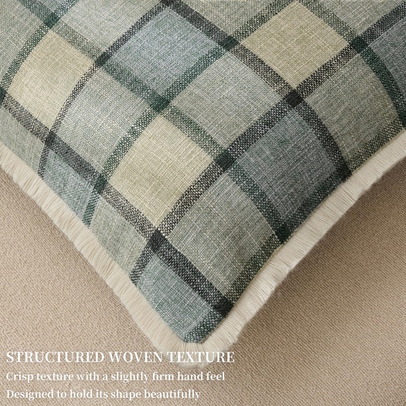 Classic Windowpane Plaid Pillow Covers 20x20 Set of 2, Structured