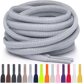 Miscly Oval Athletic Shoe Laces, Multiple Lengths and Colors Available (Light Grey, 36" (91 cm))