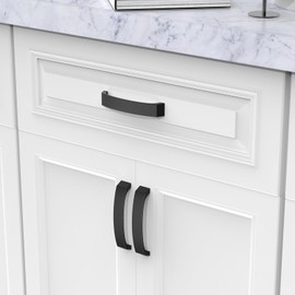 FURNIWARE Pack of 10 Black Cabinet Handles, Cupboard Handles Drawer Pulls 128mm(5 Inch) Hole Center, Hardware Modern Kitchen Cabinet Door Handles, for Kitchen and Bathroom Cabinets Cupboard