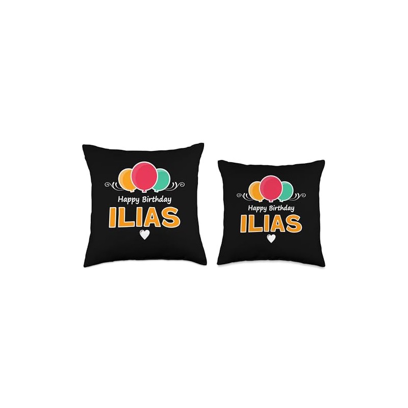 Happy Birthday saying Ilias Throw Pillow