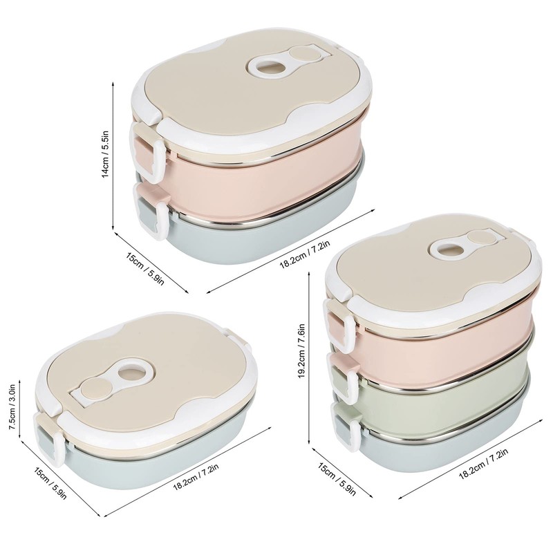 Brotdose aus Edelstahl, Luftdichte -Box, Tragbare Thermo-Lunchbox mit Griff für