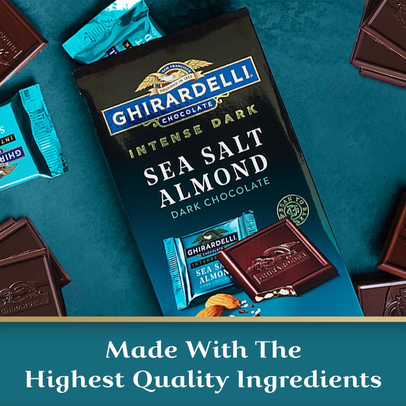 GHIRARDELLI Intense Dark Chocolate Squares, Sea Salt Almond, 4.12 Oz