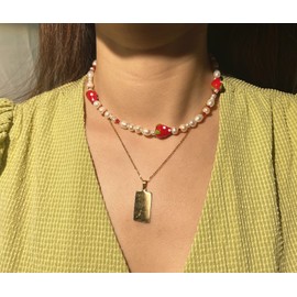 Miss Pink Strawberry Necklace Beaded Necklace Y2k Jewelry Gifts for Women Cute Red Strawberry Necklaces Pearl Choker Y2k Boho Fruit Bead Necklace Christmas Gifts for Her