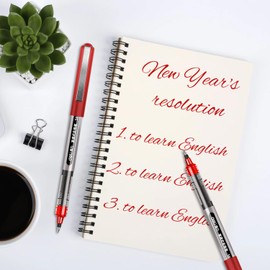 Red Rollerball Pens, 12 PCS Red Pens, 0.5mm Extra Fine Point Pens, Quick-Drying Ink Rolling Ball Pens, School Pens for Office, Home, Company (Red)