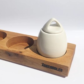 AggCoddler - Scandinavian Porcelain 4-Piece Egg Coddler with Serving Tray Set- Minimalist Design Egg Poacher Cooker for Quick and Easy Breakfast or Elegant Display - Small Julia