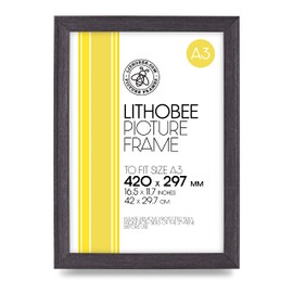 Lithobee - Black Grain Stylish Quality Coloured Frame comes in Sizes A3 & A4 Ideal for Home Bedrooms Living Rooms Offices and Framing Photographs, Prints and Artwork