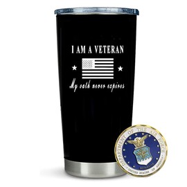 Veteran Insulated Tumbler with Challenge Souvenir Great Engraved Gifts for Military Heroes!Veterans Day Gifts