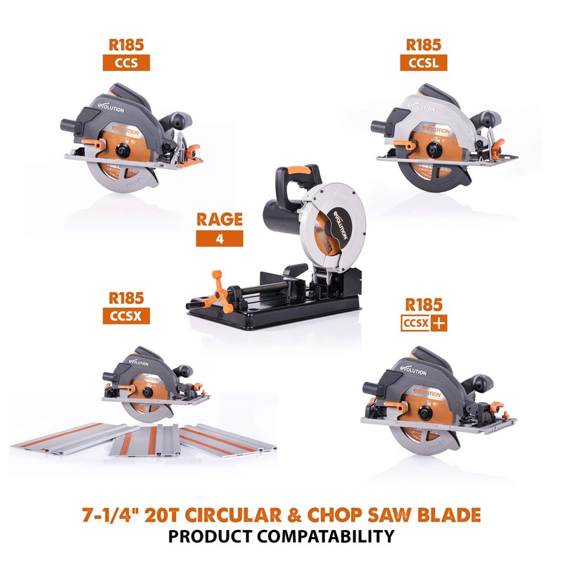 Evolution Power Tools RAGEBLADE 7-1/4-Inch Multipurpose Cutting Blade for Steel,
