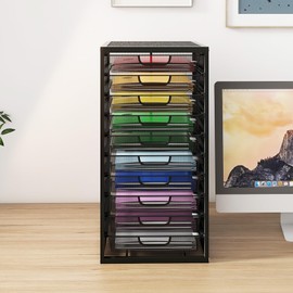 Natwind Mesh file organizer 10 drawers, Office Supplies Desktop Organizers and Accessories Stationery Storage, Paper Letter Tray, File Binder Organizer for Home Office School,Black