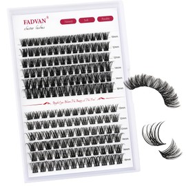 FADVAN Lash Clusters Wispy Eyelash Cluster, 156PCS C-Curl Individual Cluster Lashes, 10-16 mm Mixed Natural Look Eyelash Extensions with Thin Lash Band