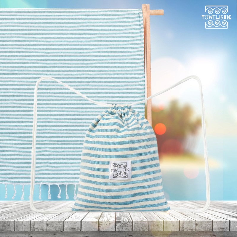 Turquoise Turkish Beach Towel Oversize 100cm x 180cm with Carry