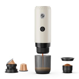Portable Espresso Maker with Self Heating, 19 Bar Electric Travel Coffee Maker for Camping&Car, 2-in-1 Mini Espresso Machine Compatible with Nespresso Capsules & Ground Coffee, 7800mAh Battery, White