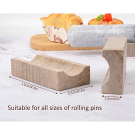 GMYIAK 2 Pcs Rolling Pin Holder, Natural Marble Rolling Pin Display Rack, for Baking Pastry Pizza Dough Roller Fondant Cookie Pie Crust Pasta Bakery Roller Pin