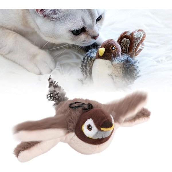 JIGCEN Flying Bird Cat Toys for Indoor Cats, Interactive Chirping