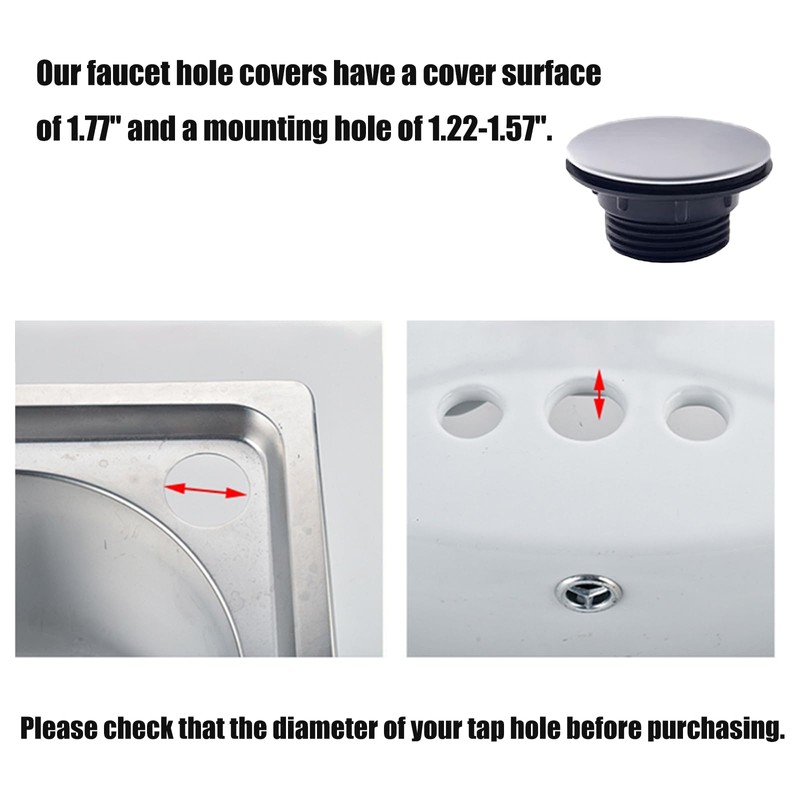 2 Pack Kitchen Faucet Hole Covers, Stainless Steel Sink Hole
