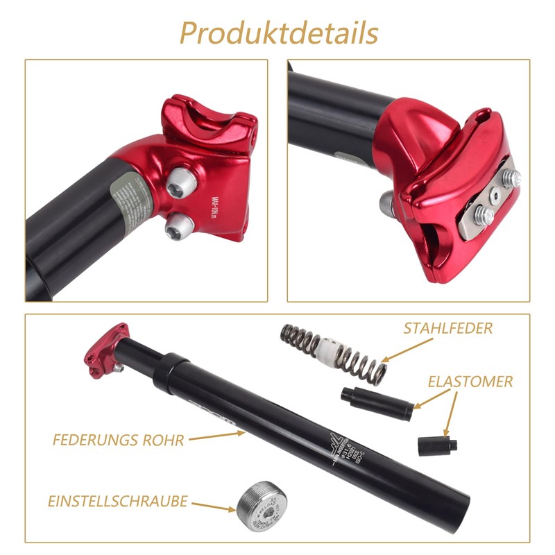 Yongness Bicycle Spring-Loaded Seat Post, Spring Shock Absorber Seat Post,