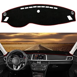 YOFAMO Dashboard Cover Dash Cover Mat Pad Carpet Custom Fit for Kia Optima 2016 2017 2018 2019 2020 Accessories Anti-Skid Center Console Glare UV Rays Protector Cover Mat(Red Edge)