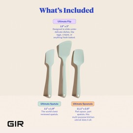 GIR: Get It Right - 3 Piece Silicone Utensil Set - Spatula, Flip & Spoonula - Non-stick - Heat Resistant - Dishwasher Safe - Kitchen Utensils - Baking Supplies - BPA & BPS Free - Mint