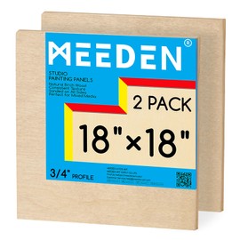 MEEDEN Unfinished Wood Canvas Board: 3/4” Deep 18x18” Wooden Canvas Panel Pack of 2 - Blank Cradled Wood Art Board for Painting
