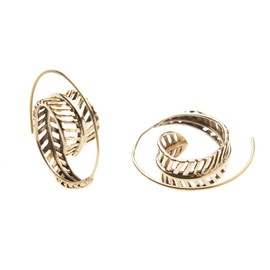 81stgeneration Women's Brass Gold Tone Spiral Fern Leaf Ethnic Tribal Earrings