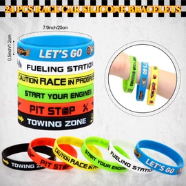 Aoriher 48 Pcs Race Car Birthday Party Favors Racing Rubber Bracelets and Car Theme Keychains Racing Party Goodie Bag Fillers Classroom Rewards for Girls and Boys Birthday Party Decoration Supplies
