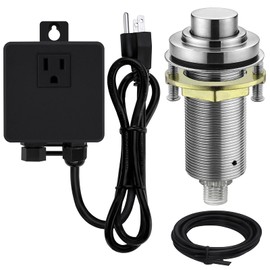 SINKINGDOM SinkTop Air Switch Kit with Brushed Nickel Long Button (Full Brass) for Garbage Disposal, Single Outlet