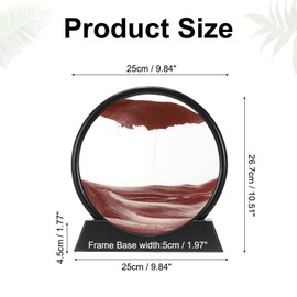 PATIKIL Moving Sand Art Liquid Motion, 12" Round Glass 3D Moving Sand Art Pictures Display Frame for Relaxing Office Home Desktop Decor, Brown(Black Frame)