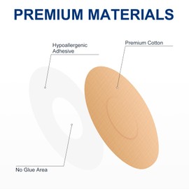 Ceeport 30 Pack Freestyle Adhesive Patches, Sensor Covers Intended for Freestyle Libre 2/3-Enlite-Medtronic Guardian, CGM Sensor Patches, No Glue in The Center, Long Fixation for Your Sensor(Tan)
