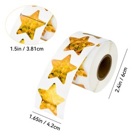 1000 Pcs Large Holographic Gold Star Stickers, 1.5" Star Adhesive Label Stickers, Self Adhesive Metallic Glitter Foil Stickers for Parents, Teachers and Kids Reward