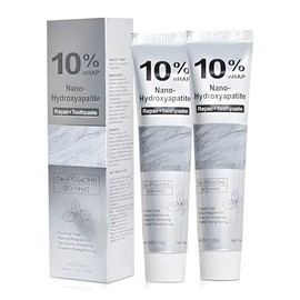 10% Nano Hydroxyapatite Toothpaste for Sensitive Teeth, Fluoride Free Remineralizing & Enamel Repair, Gentle Whitening & Peppermint Fresh Breath, 2-Pa