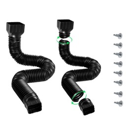 ZASLEME 2 Pack Rain Gutter Downspout Extensions Flexible,Downspout Extender Diverter Extendable from 21" to 59". Drain Pipe Connector Extendable for Most Residential Downspouts (Black)