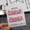 TENPAL Duckbill Shape Handmade Press On Nails Kit,Pink French Floral