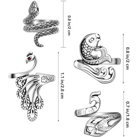 4 Pack Adjustable Crochet Loop Ring,Knitting Loop Crochet Ring Set,Vintage Braided Peacock Carp Yarn Guide,Crochet Ring Accessories for for Knitting Sewing