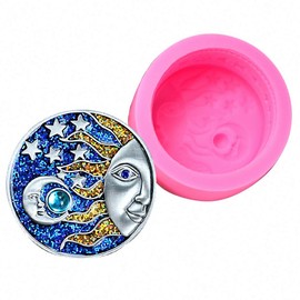 Sun Moon and Stars Soap Mold - MoldFun Sun Moon Face Soap Silicone Mould for Handmade Lotion Bar, Bath Bomb, Plaster of Paris, Resin