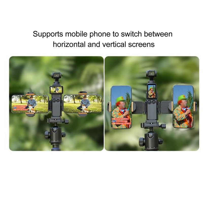 Dual Phone Extension Holder Cold Shoe Adapter Mount Mobile Phone