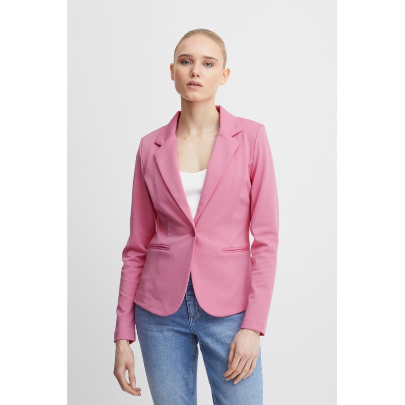 ICHI IHKATE BL Women's Blazer, Short Stretch Jacket, One-Button, with