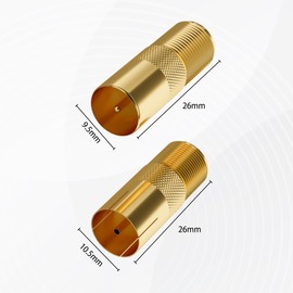 Mygatti Set of 4 Gold-Plated Antenna Adapters - 2 x F Female to Antenna Plug IEC and 2 x F-Female to Antenna Socket IEC High Quality Adapter Set for Coaxial Antenna Connector Coupling