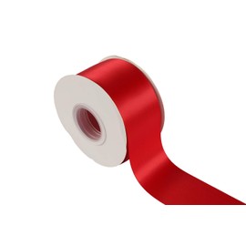 Ribbonitlux 2" wide Double Face Satin Ribbon 25 Yards (250-Red）, Set for Gift Wrapping, Party Decor, Sewing Applications, Wedding and Craft