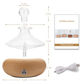 KPOKPO Professional Aromatherapy Diffuser, Wood Diffuser, Diffusers for Essential Oils, Wood and Glass with Premium Home Use Oils, Ultrasonic Diffusers - No Heat, No Water, (7Color LED Light