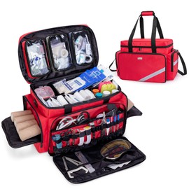 Trunab First Aid Bag Empty, Professional Medical Bag Emergency Responder Trauma Bag with Inner Dividers and No-Slip Bottom, Ideal for EMT, EMS, Paramedics, Bag ONLY
